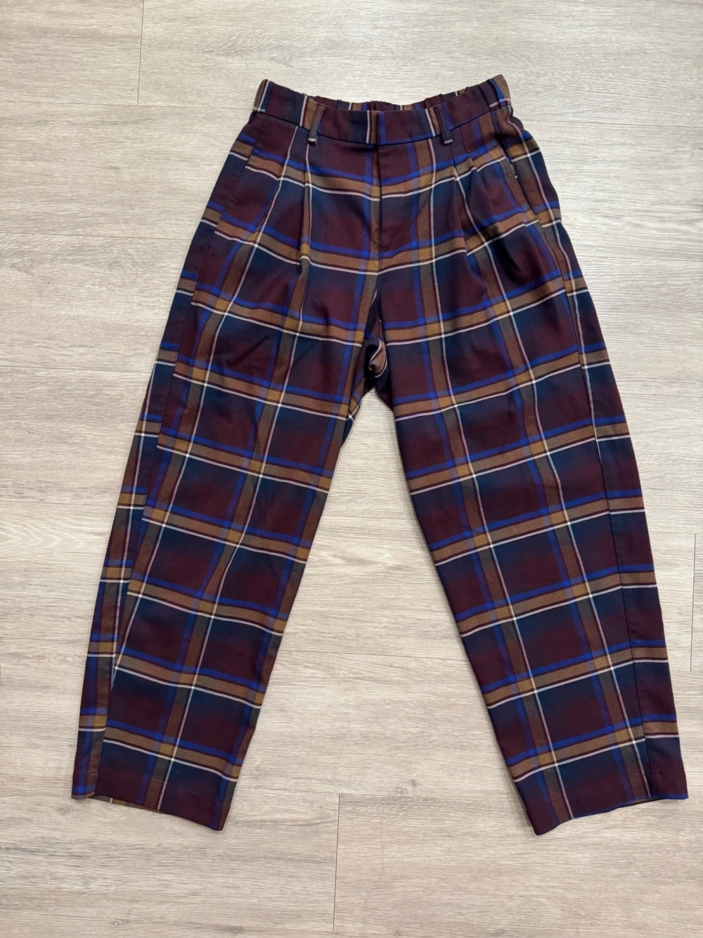 Urban Outfitters Burgundy Plaid Tapered Chinos